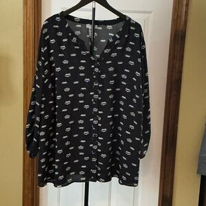 Catherines Black Crown Button Down Shirt
